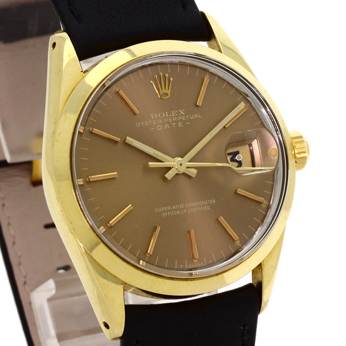 ROLEX Oyster Perpetual 1970 Watches 1550 Gold Plated/Leather mens