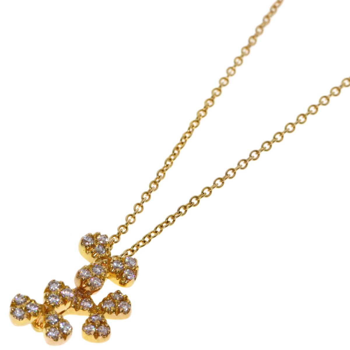 Ponte Vecchio Diamond Necklace K18 Pink Gold Ladies [Used]