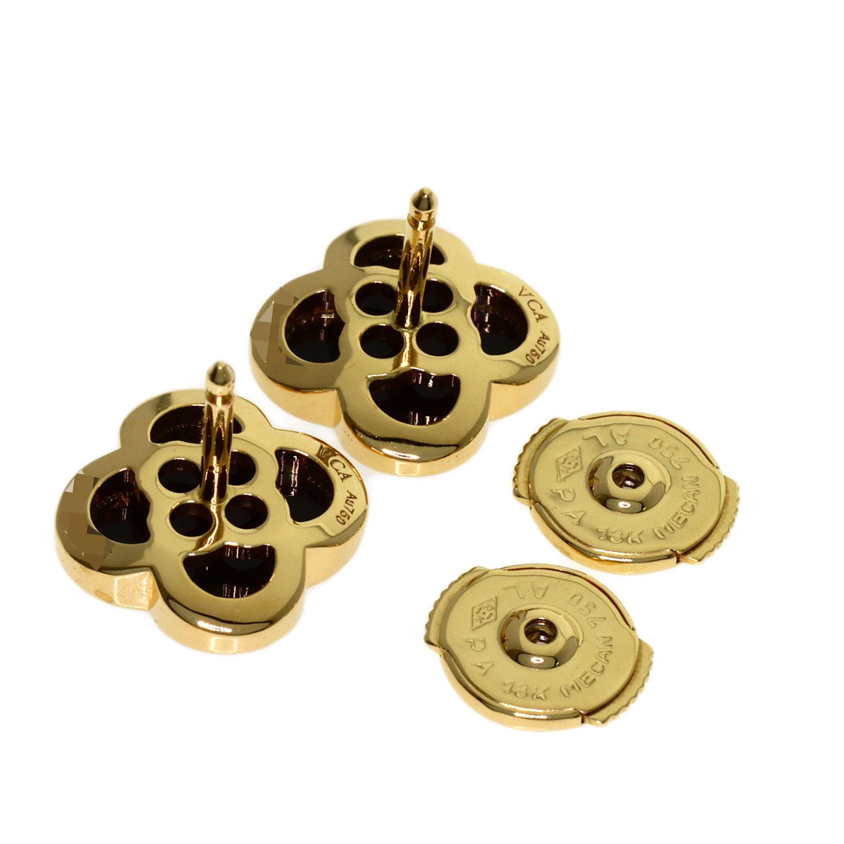Van Cleef & Arpels Pure Alhambra Onyx earring K18 Yellow Gold Ladies [Used]