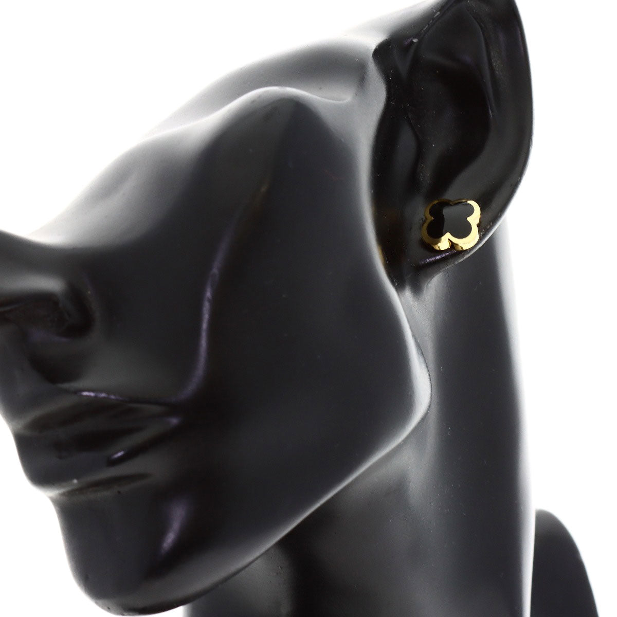 Van Cleef & Arpels Pure Alhambra Onyx earring K18 Yellow Gold Ladies [Used]