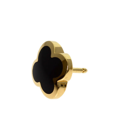 Van Cleef & Arpels Pure Alhambra Onyx earring K18 Yellow Gold Ladies [Used]
