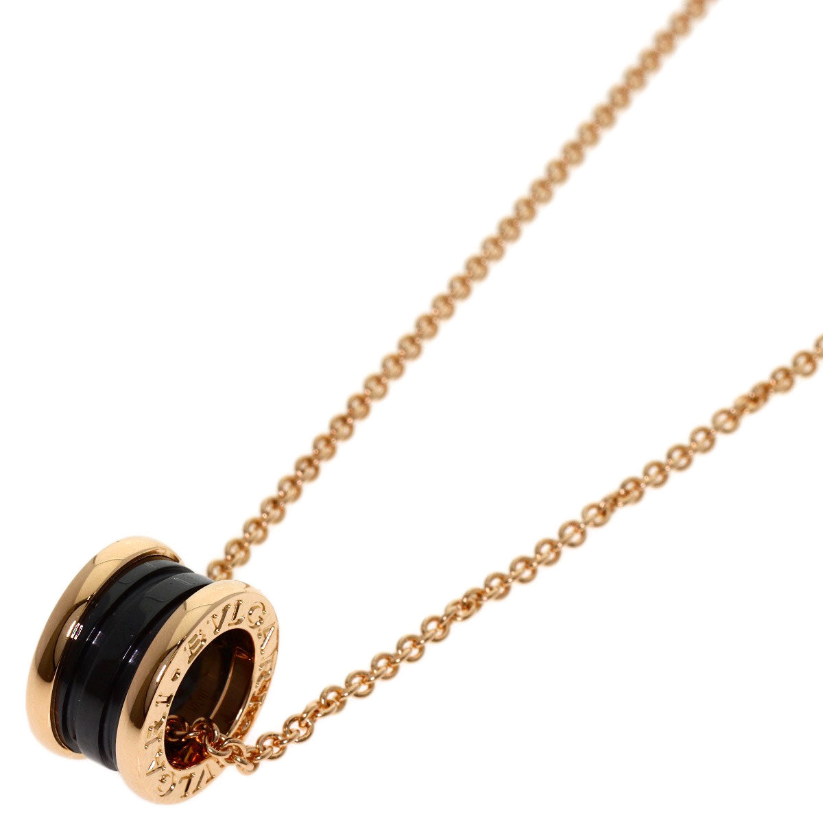 BVLGARI B.zero1 Black Ceramic Necklace K18 Pink Gold Ladies [Used]