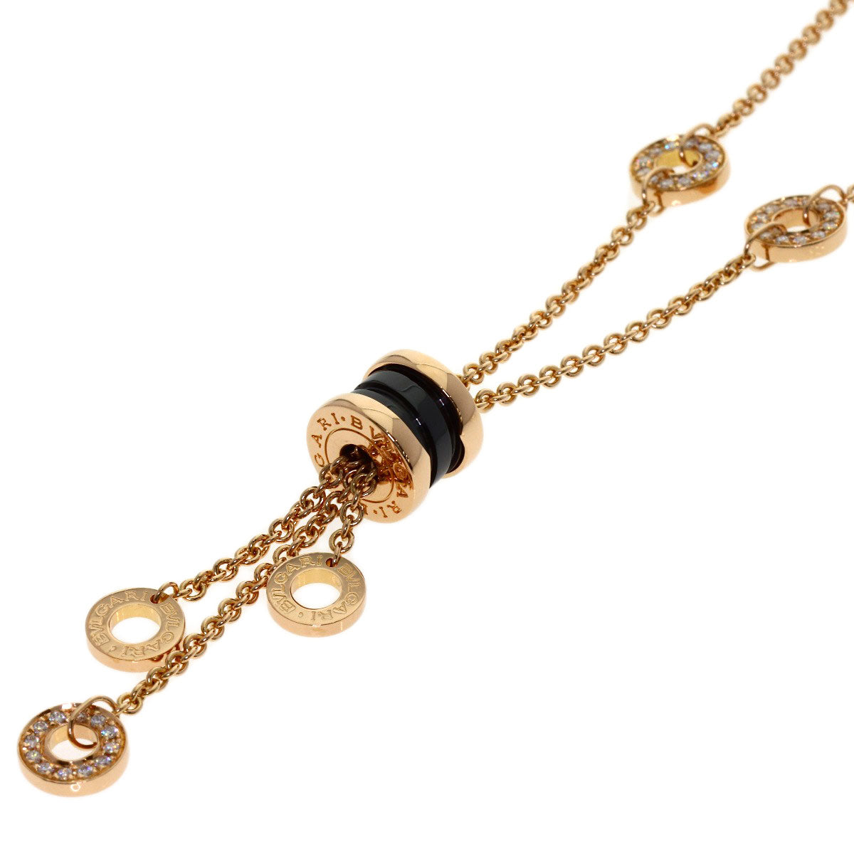 BVLGARI B.zero1 Element Ceramic Diamond Necklace K18 Pink Gold Ladies [Used]