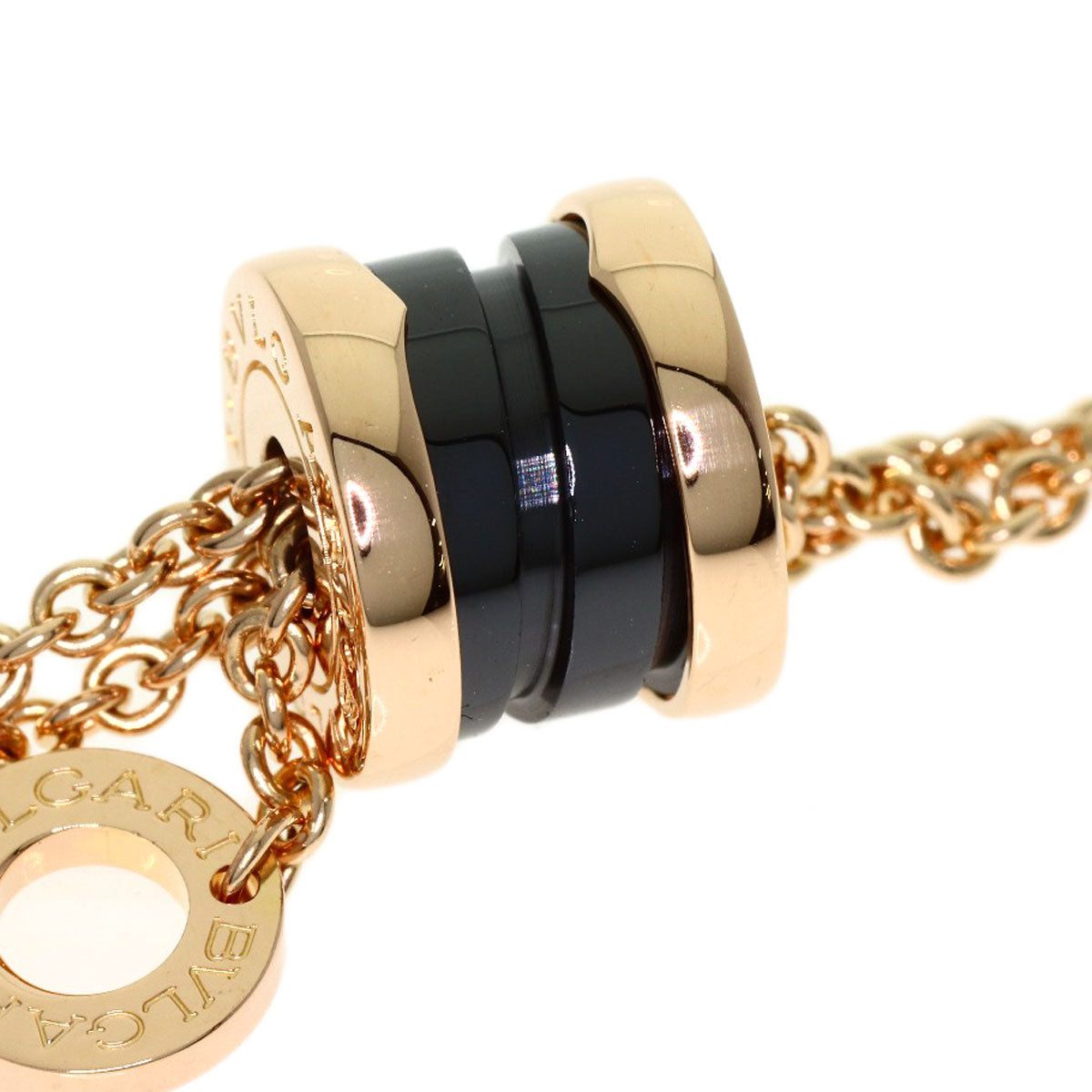 BVLGARI B.zero1 Element Ceramic Diamond Necklace K18 Pink Gold Ladies [Used]