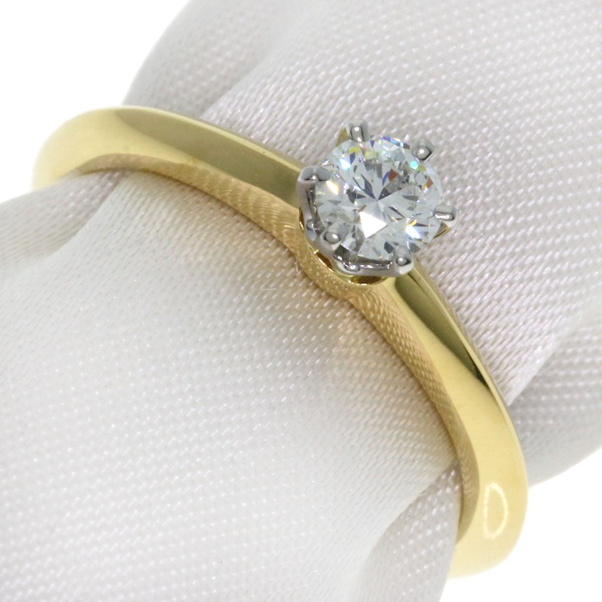TIFFANY&Co. Solitaire Diamond Ring K18 Yellow Gold PT950Ladies [Used]