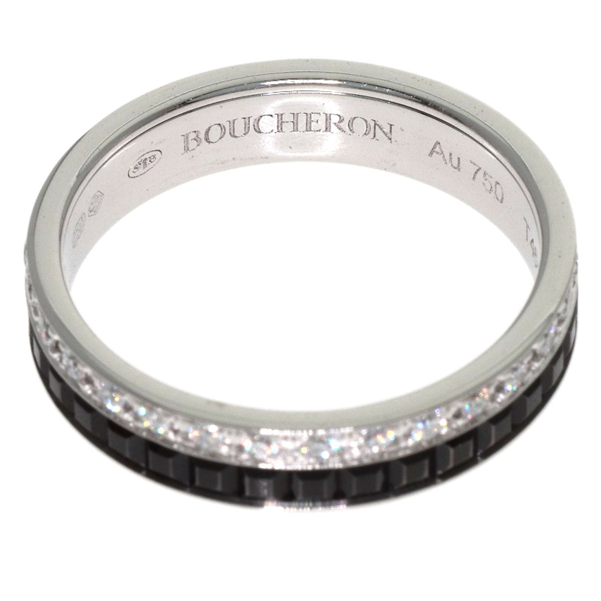 Boucheron Quatre Black Diamond #46 Ring K18 White Gold Ladies [Used]