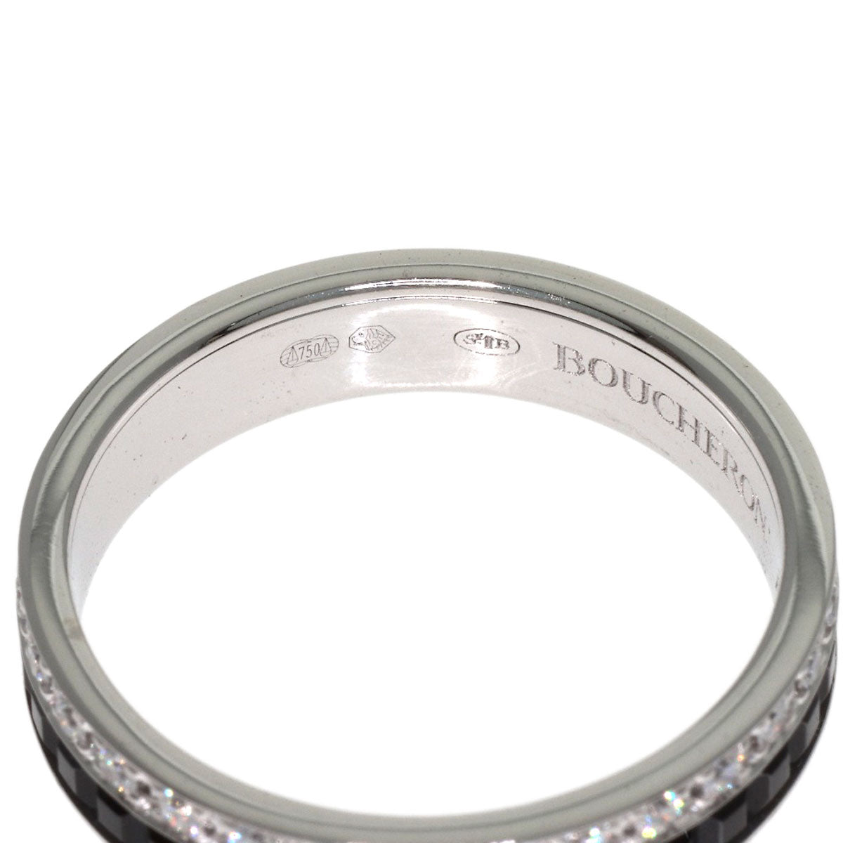 Boucheron Quatre Black Diamond #46 Ring K18 White Gold Ladies [Used]