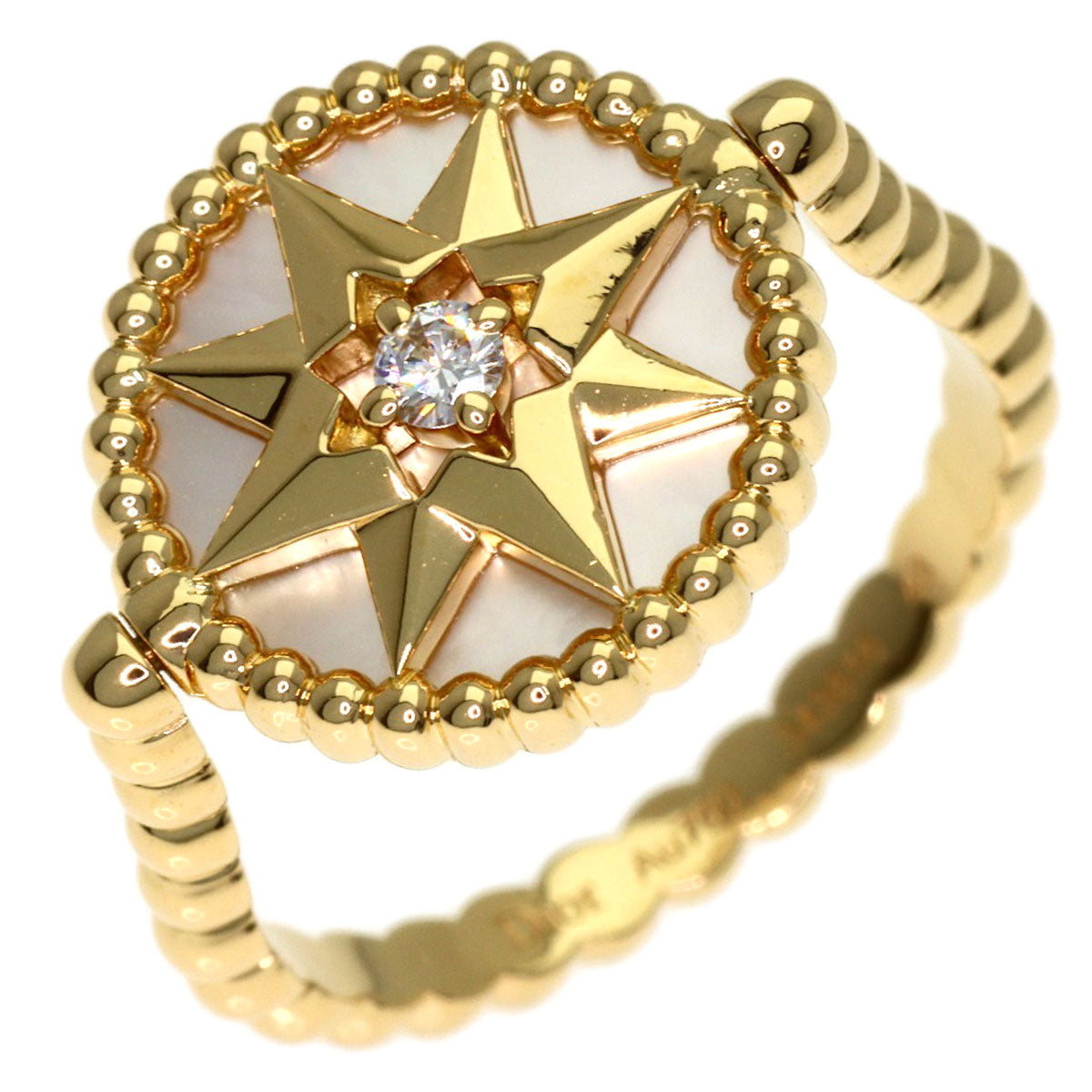 Dior Rose Devan White Shell Diamond #48 Ring K18 Yellow Gold Ladies [Used]