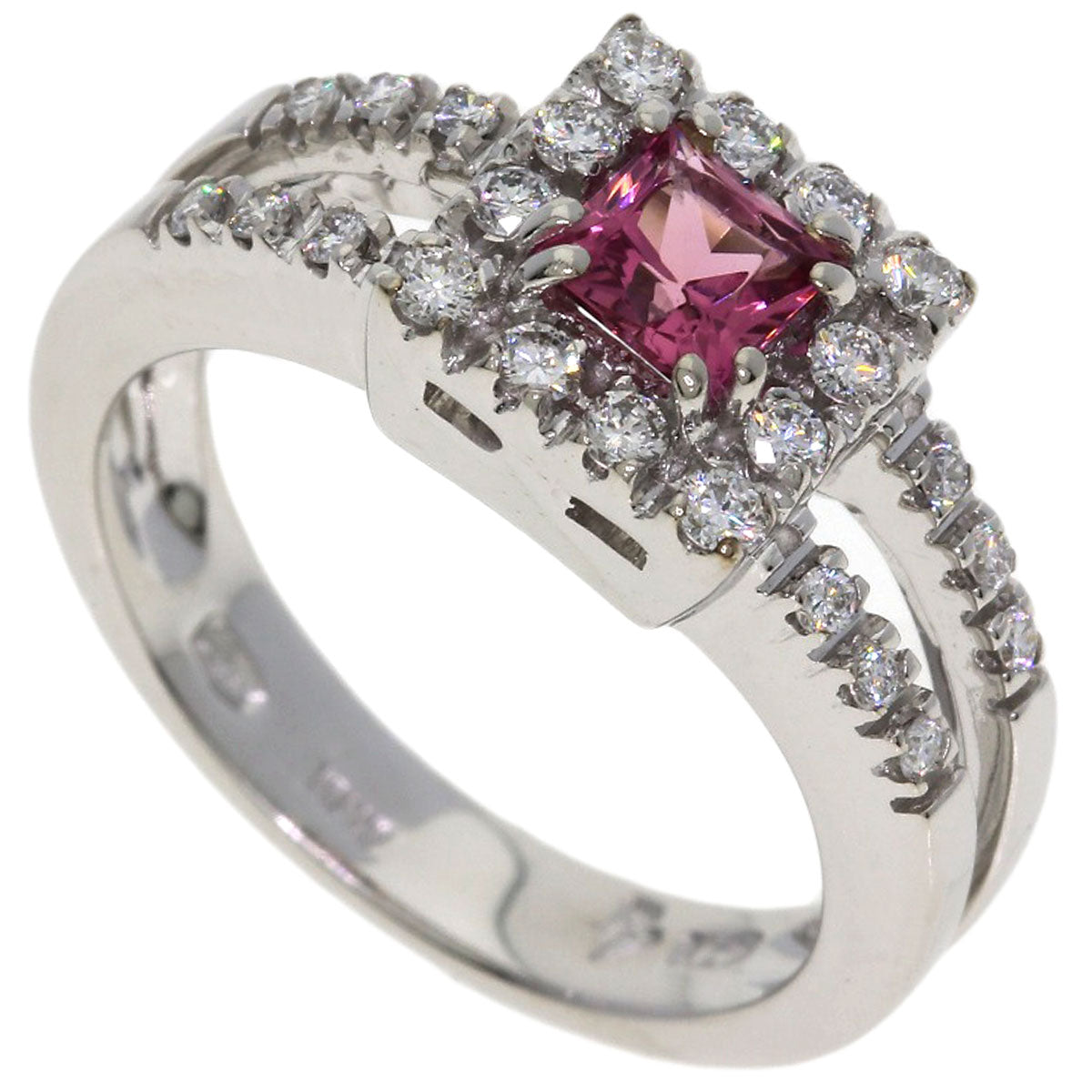 Ponte Vecchio Pink　Tourmaline Diamond Ring K18 White Gold Ladies [Used]