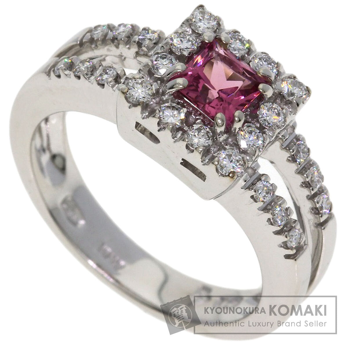 Ponte Vecchio Pink　Tourmaline Diamond Ring K18 White Gold Ladies [Used]