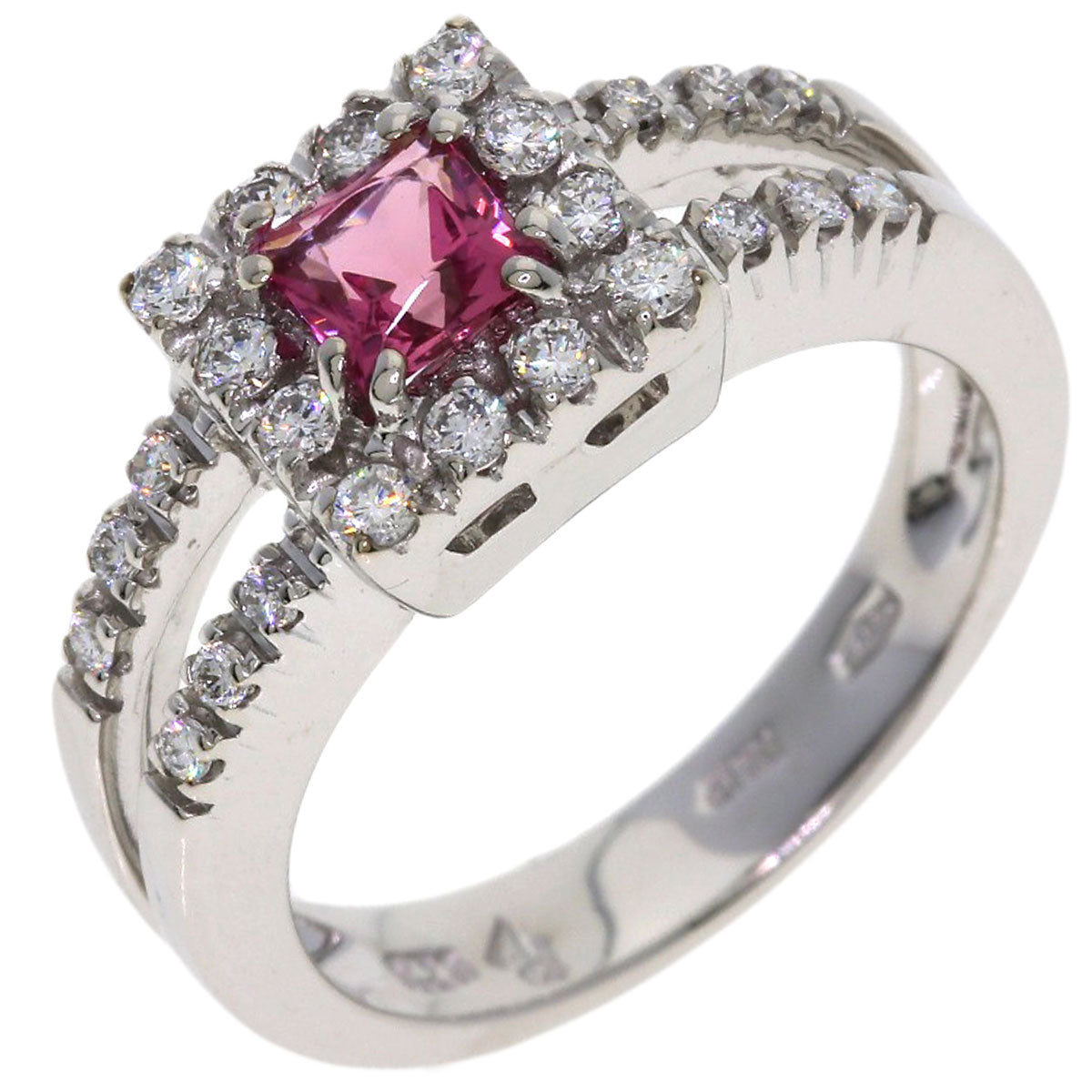 Ponte Vecchio Pink　Tourmaline Diamond Ring K18 White Gold Ladies [Used]