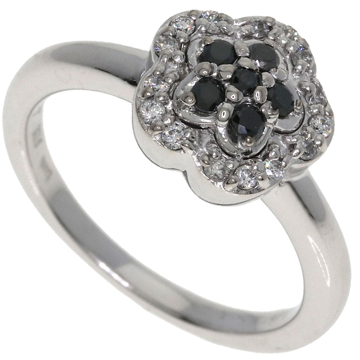 Ponte Vecchio Flower motif Diamond Ring K18 White Gold Ladies [Used]