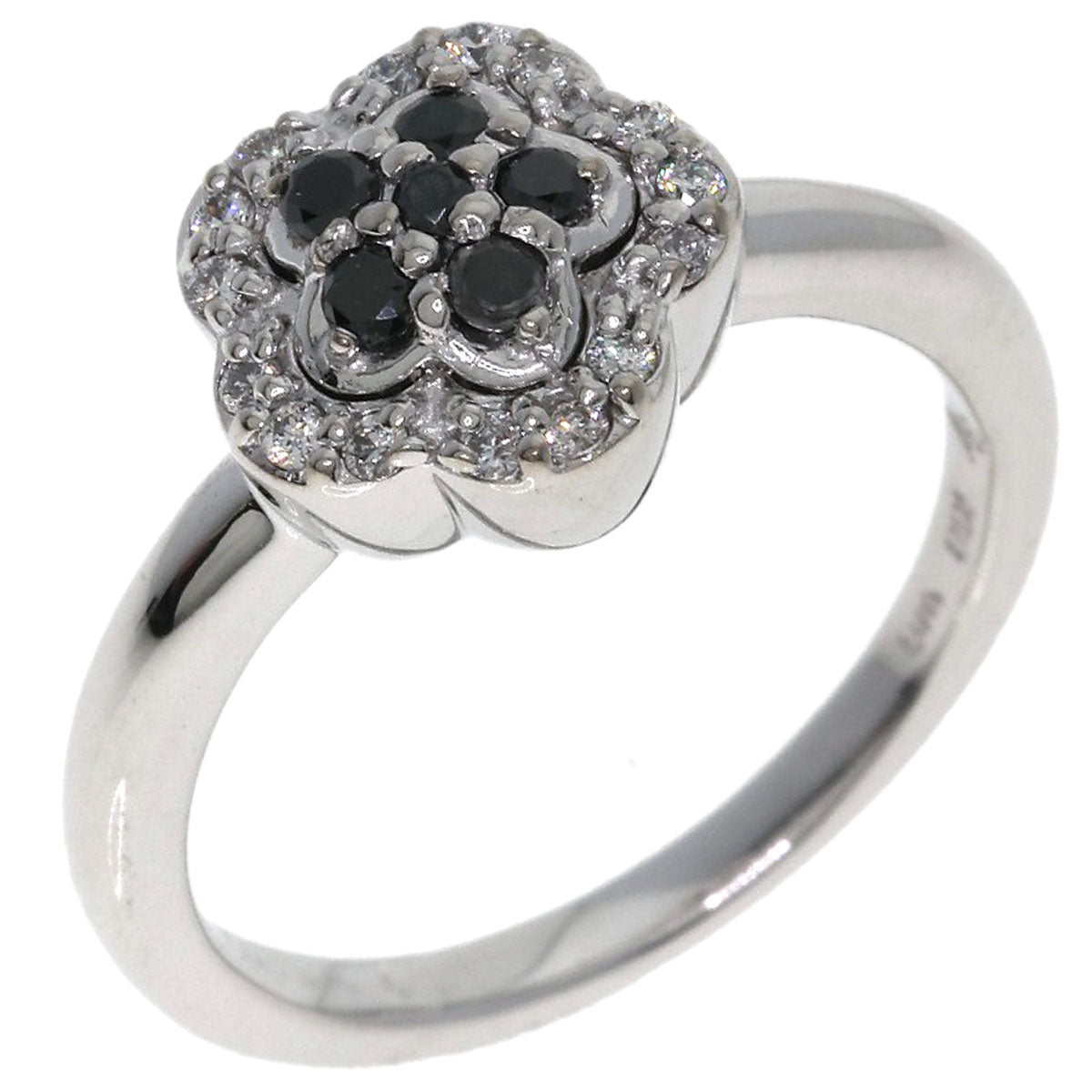 Ponte Vecchio Flower motif Diamond Ring K18 White Gold Ladies [Used]