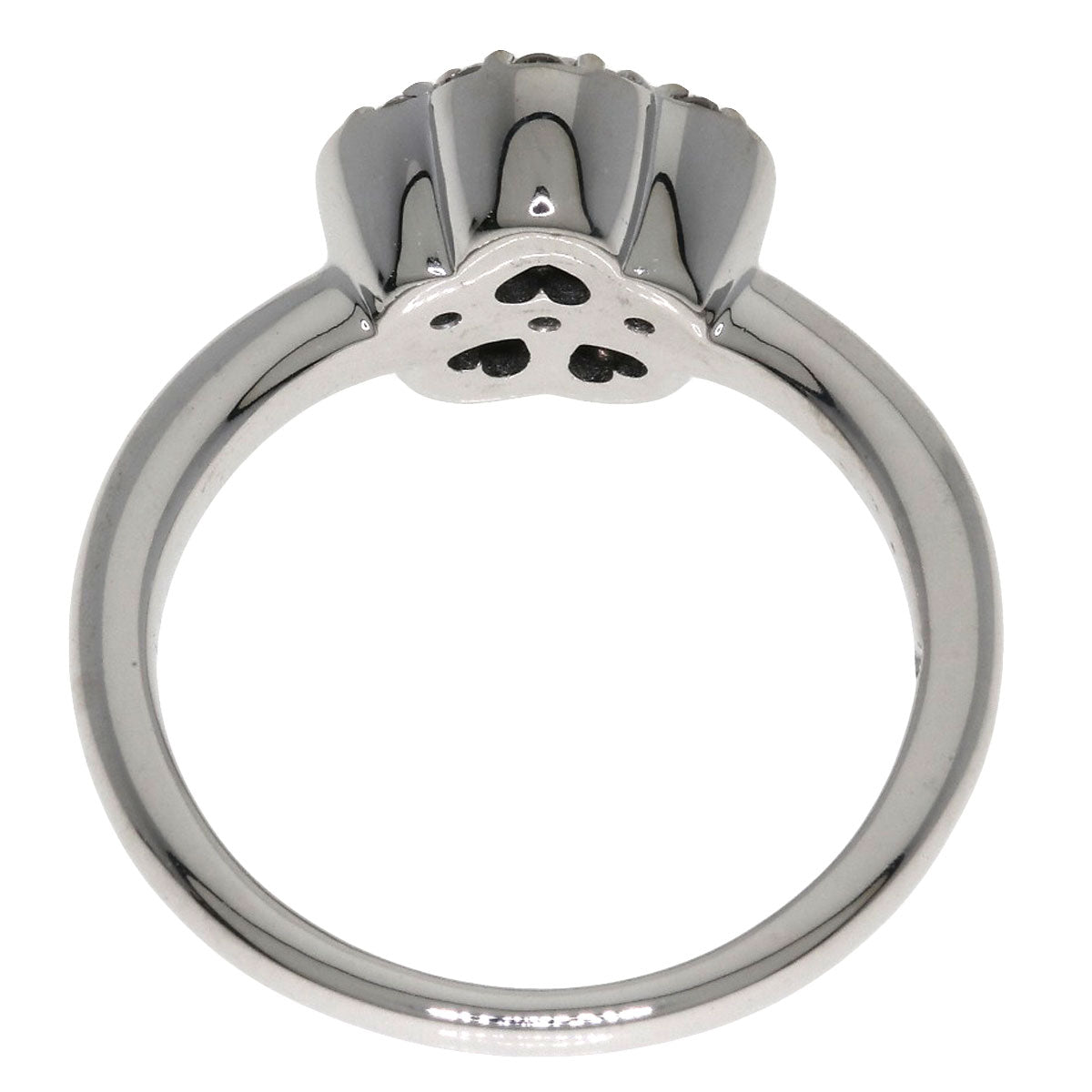 Ponte Vecchio Flower motif Diamond Ring K18 White Gold Ladies [Used]