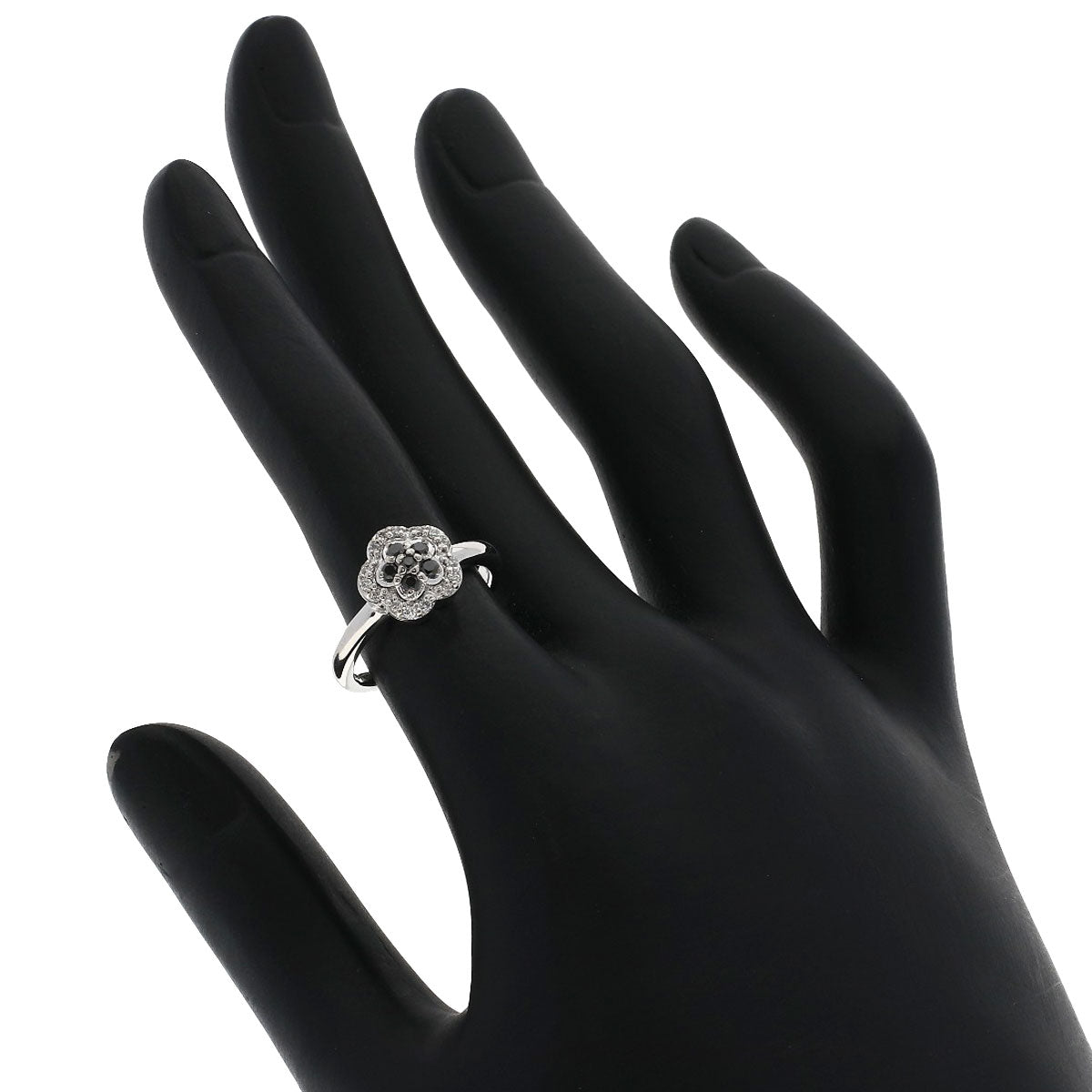 Ponte Vecchio Flower motif Diamond Ring K18 White Gold Ladies [Used]