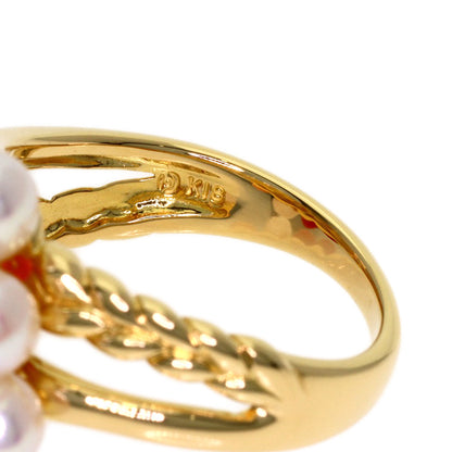 TASAKI Flower Pearl Pearl Coral Coral Diamond Ring K18 Yellow Gold Ladies [Used]