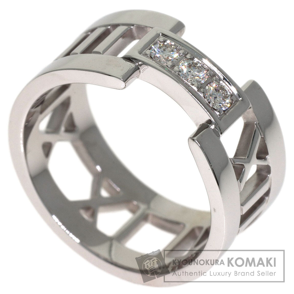 TIFFANY&Co. Atlas Open 3P Diamond Ring K18 White Gold Ladies [Used]