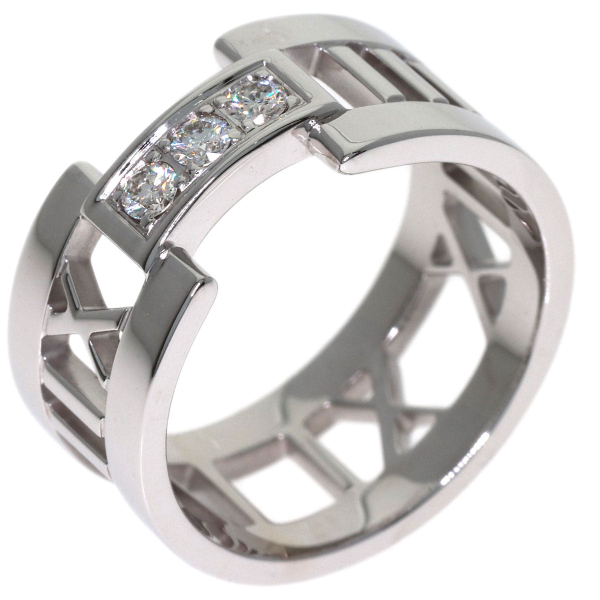 TIFFANY&Co. Atlas Open 3P Diamond Ring K18 White Gold Ladies [Used]