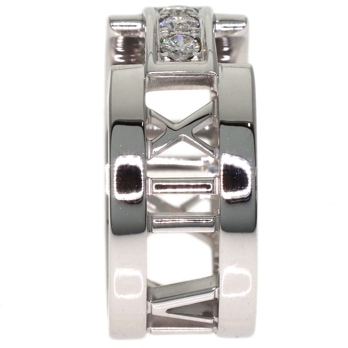 TIFFANY&Co. Atlas Open 3P Diamond Ring K18 White Gold Ladies [Used]