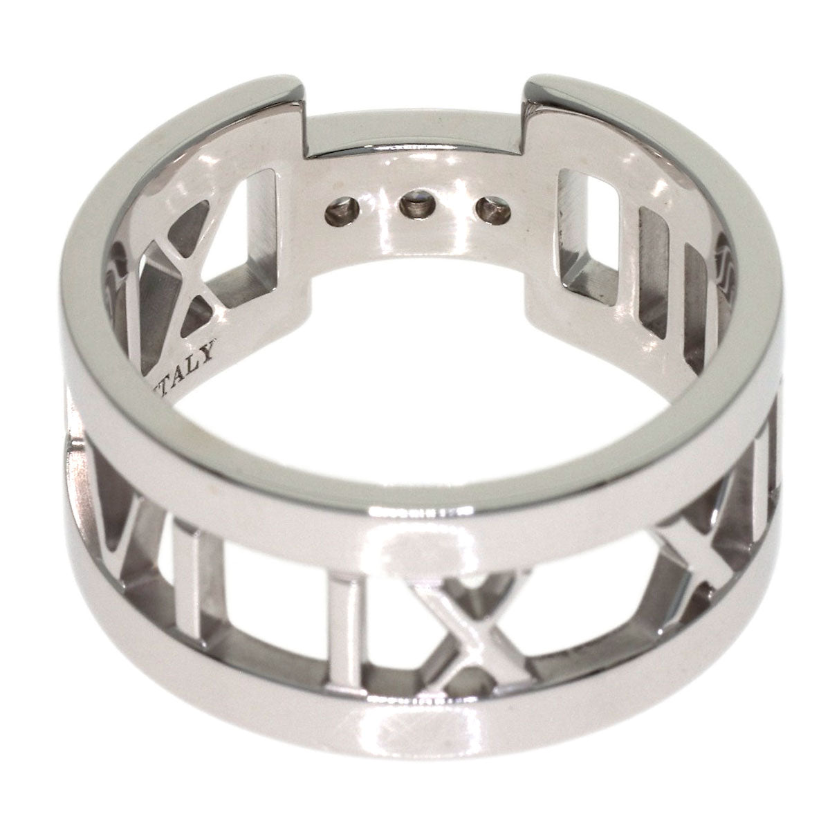 TIFFANY&Co. Atlas Open 3P Diamond Ring K18 White Gold Ladies [Used]