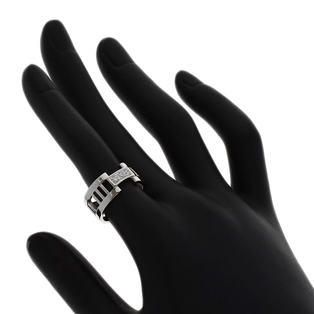 TIFFANY&Co. Atlas Open 3P Diamond Ring K18 White Gold Ladies [Used]