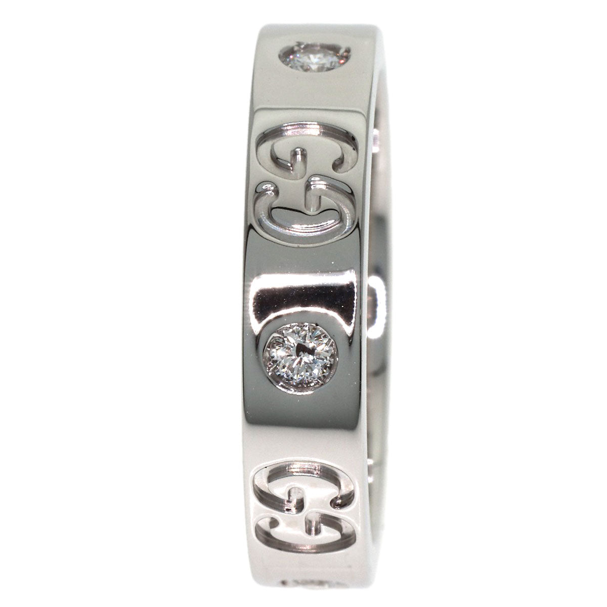 GUCCI Icon 5P Diamond #8 Ring K18 White Gold Ladies [Used]