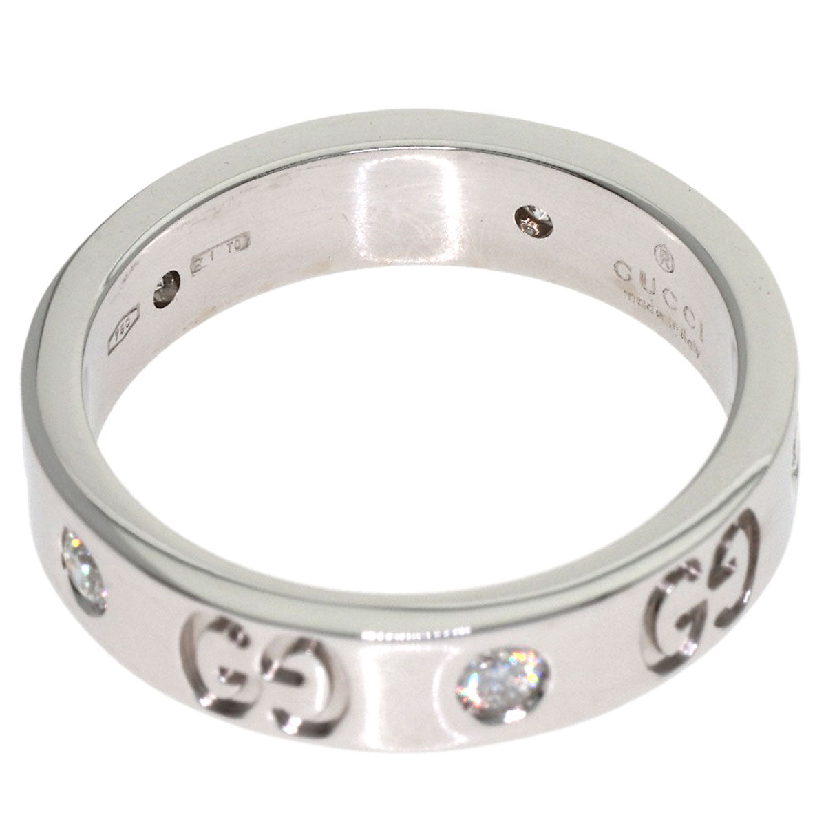 GUCCI Icon 5P Diamond #8 Ring K18 White Gold Ladies [Used]