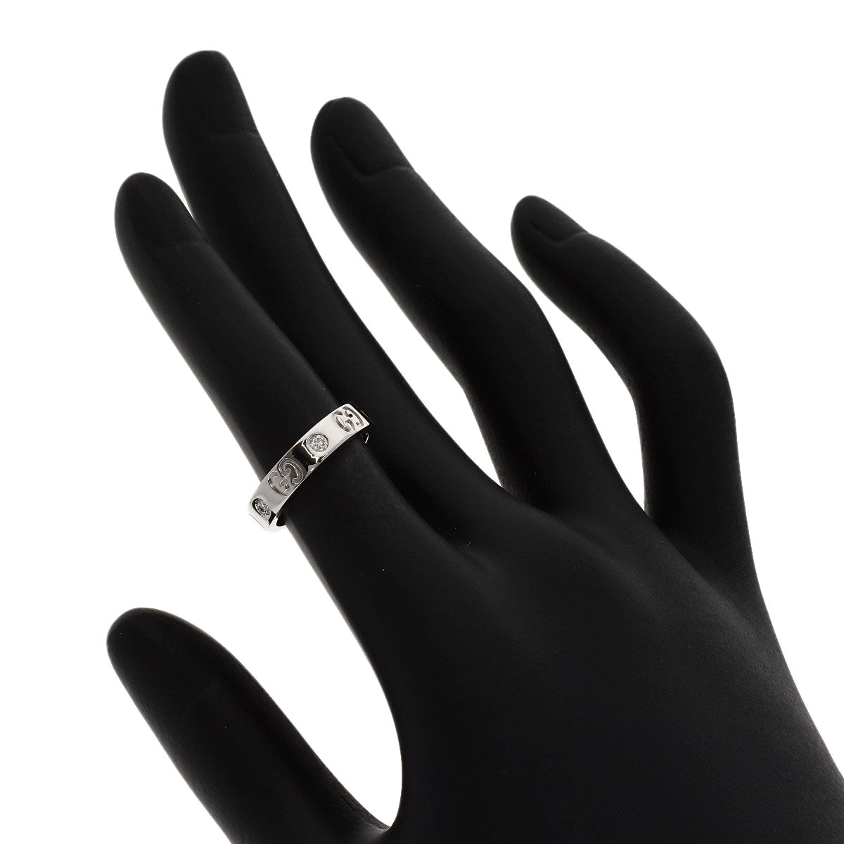 GUCCI Icon 5P Diamond #8 Ring K18 White Gold Ladies [Used]