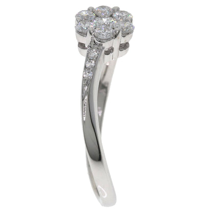 Ponte Vecchio Flower motif Diamond Ring K18 White Gold Ladies [Used]