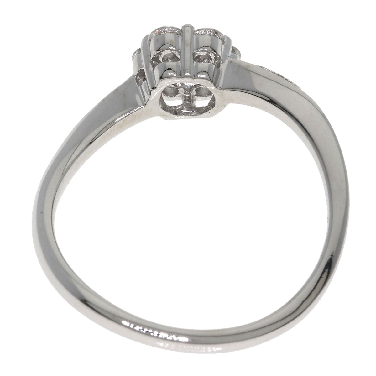 Ponte Vecchio Flower motif Diamond Ring K18 White Gold Ladies [Used]