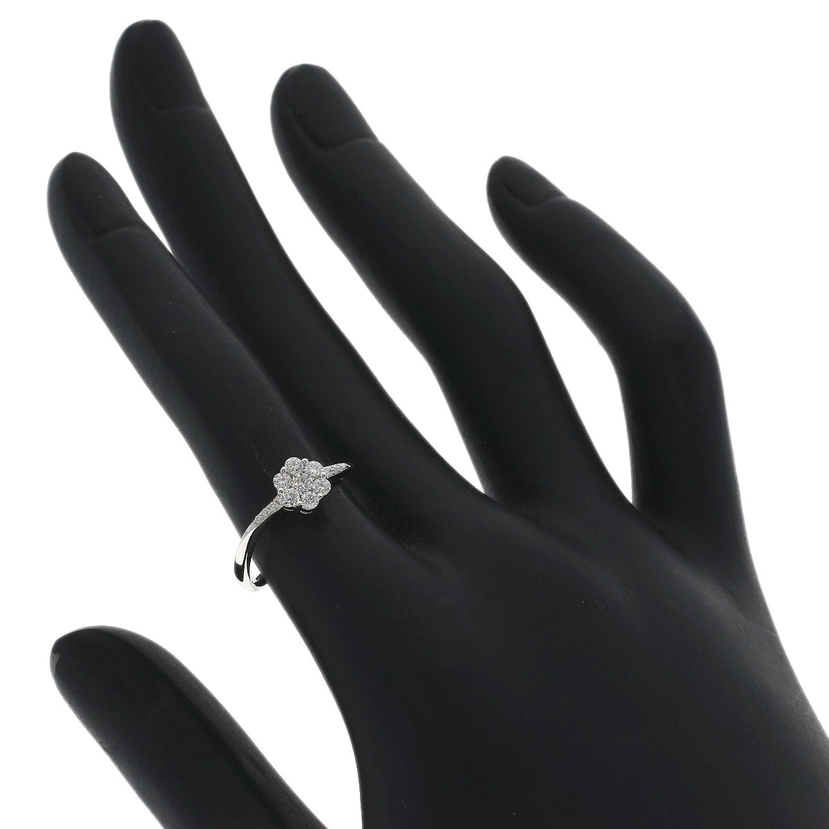 Ponte Vecchio Flower motif Diamond Ring K18 White Gold Ladies [Used]