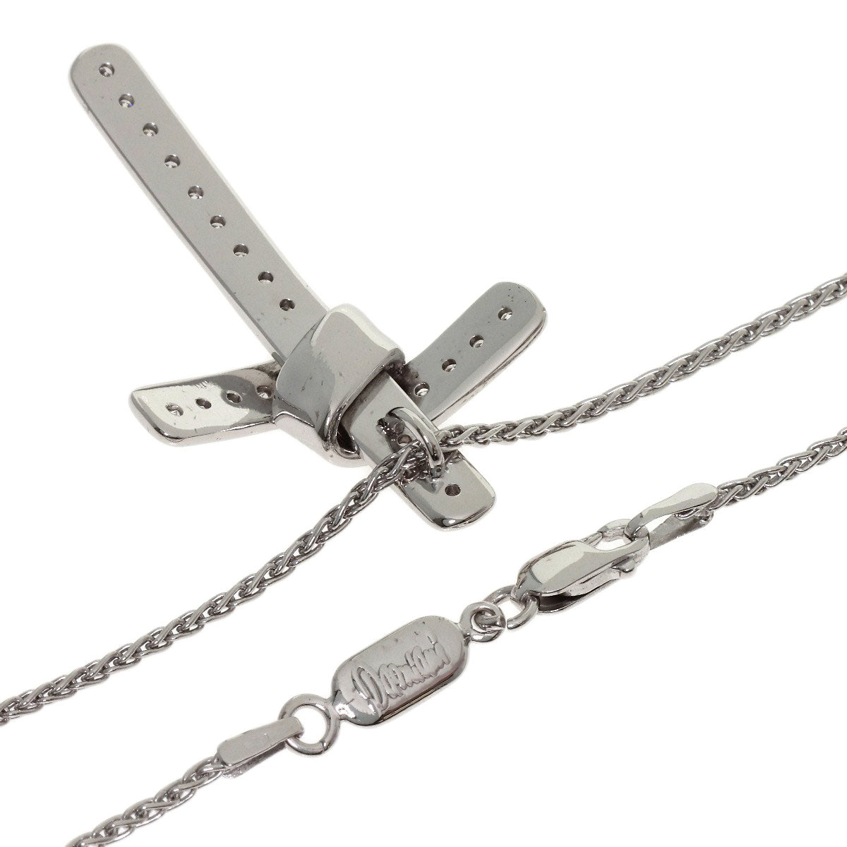 Damiani Cross diamond Necklace K18 White Gold Ladies [Used]