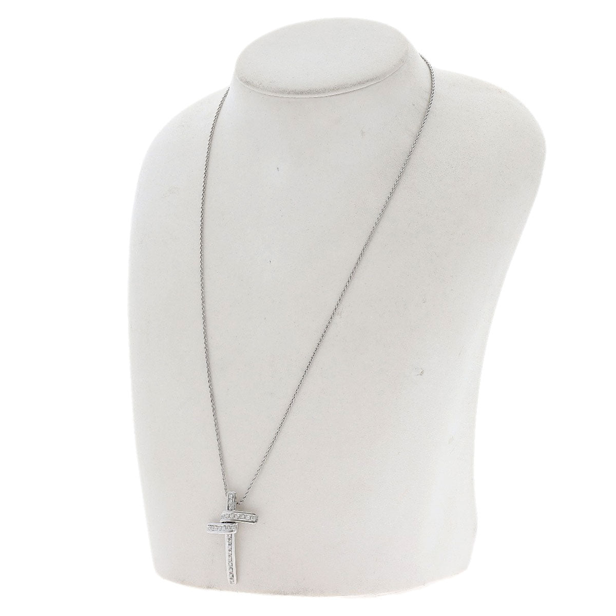 Damiani Cross diamond Necklace K18 White Gold Ladies [Used]