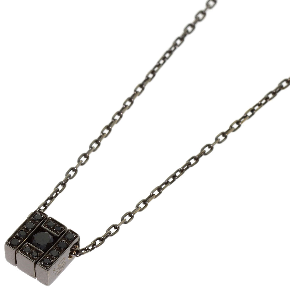 Damiani Belle Epoque Square Black Brunette Diamond Necklace K18 White Gold Ladies [Used]