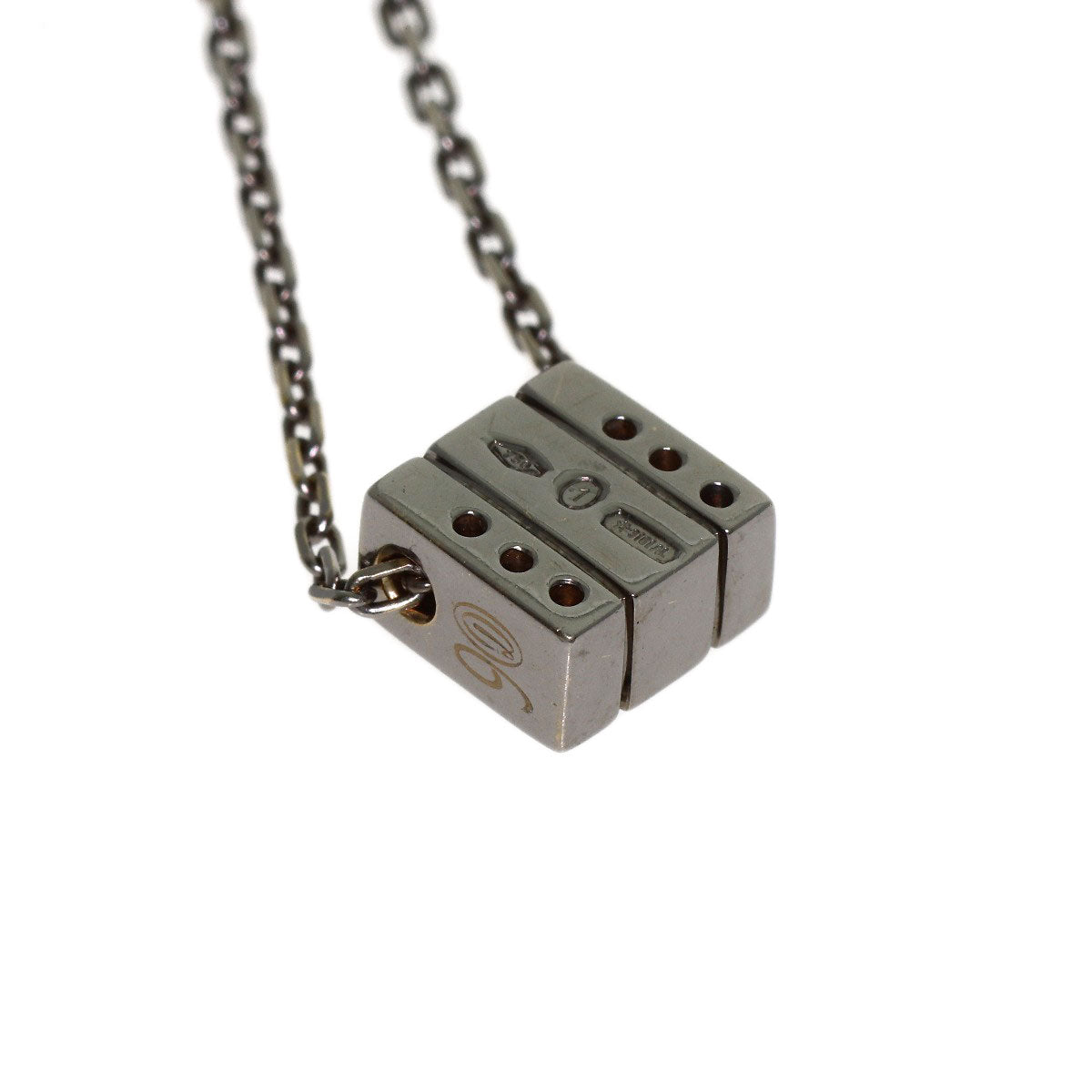 Damiani Belle Epoque Square Black Brunette Diamond Necklace K18 White Gold Ladies [Used]
