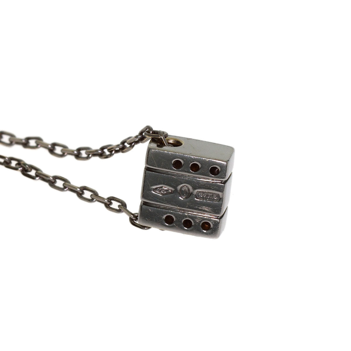 Damiani Belle Epoque Square Black Brunette Diamond Necklace K18 White Gold Ladies [Used]
