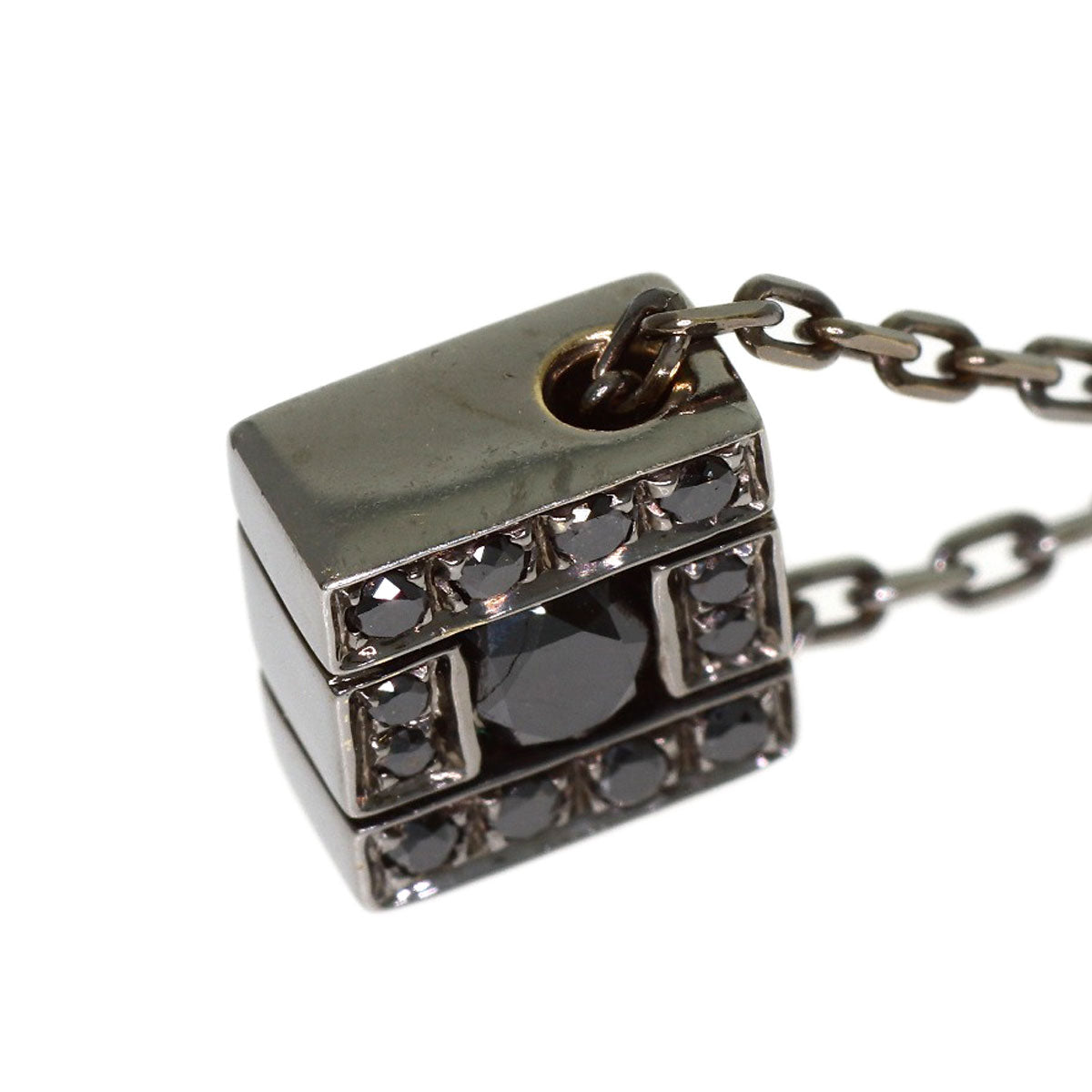 Damiani Belle Epoque Square Black Brunette Diamond Necklace K18 White Gold Ladies [Used]