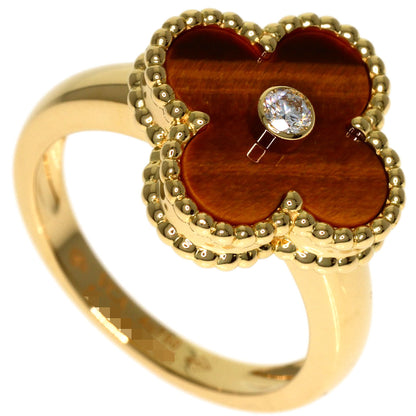 Van Cleef & Arpels Vintage Alhambra Tiger's Eye #51 Ring K18 Yellow Gold Ladies [Used]