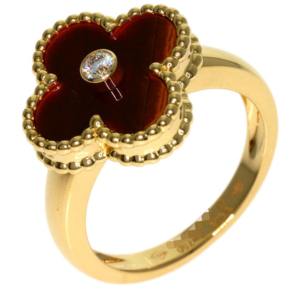 Van Cleef & Arpels Vintage Alhambra Tiger's Eye #51 Ring K18 Yellow Gold Ladies [Used]