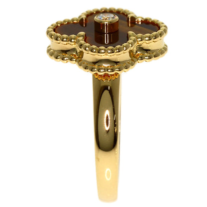 Van Cleef & Arpels Vintage Alhambra Tiger's Eye #51 Ring K18 Yellow Gold Ladies [Used]