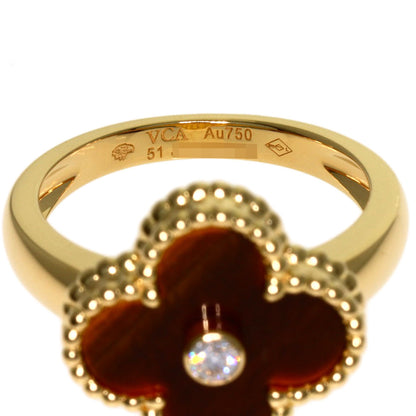 Van Cleef & Arpels Vintage Alhambra Tiger's Eye #51 Ring K18 Yellow Gold Ladies [Used]