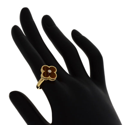 Van Cleef & Arpels Vintage Alhambra Tiger's Eye #51 Ring K18 Yellow Gold Ladies [Used]