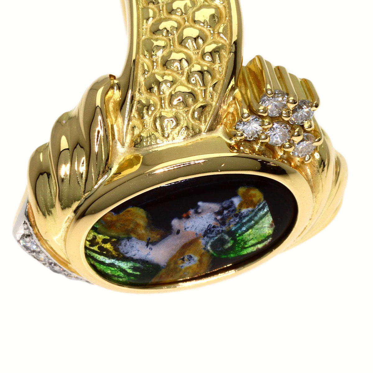 MITSUO KAJI Emmayu Diamond Ring K18 Yellow Gold PT900Ladies [Used]