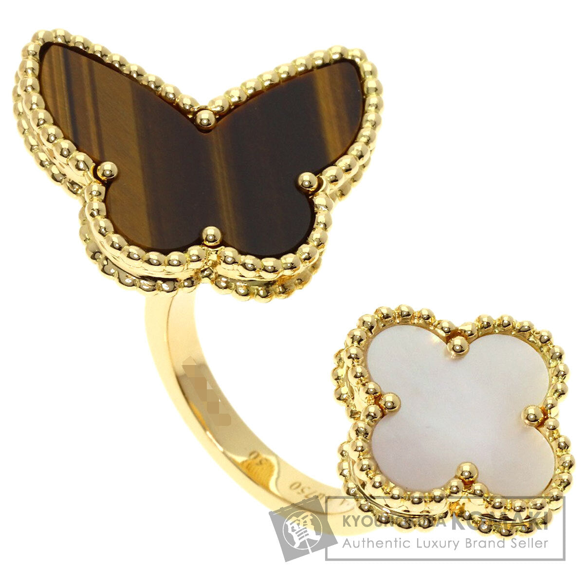 Van Cleef & Arpels Lucky Alhambra Entre les Doigts #50 Ring K18 Yellow Gold Ladies [Used]