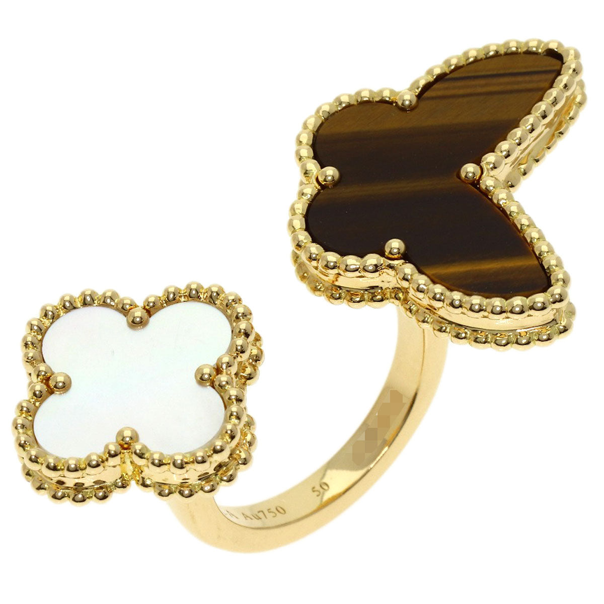 Van Cleef & Arpels Lucky Alhambra Entre les Doigts #50 Ring K18 Yellow Gold Ladies [Used]