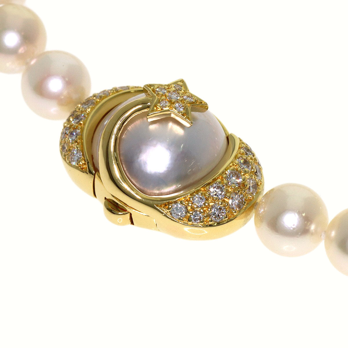 CHANEL Comet Pearl Pearl Diamond Necklace K18 Yellow Gold Ladies [Used]