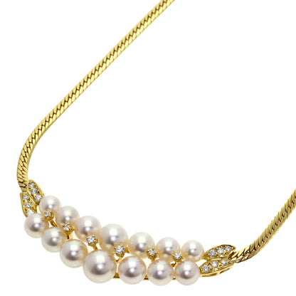 MIKIMOTO Akoya Pearl Pearl Diamond Necklace K18 Yellow Gold Ladies [Used]