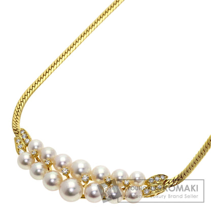 MIKIMOTO Akoya Pearl Pearl Diamond Necklace K18 Yellow Gold Ladies [Used]