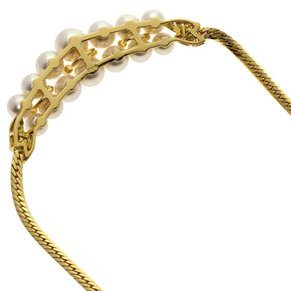 MIKIMOTO Akoya Pearl Pearl Diamond Necklace K18 Yellow Gold Ladies [Used]