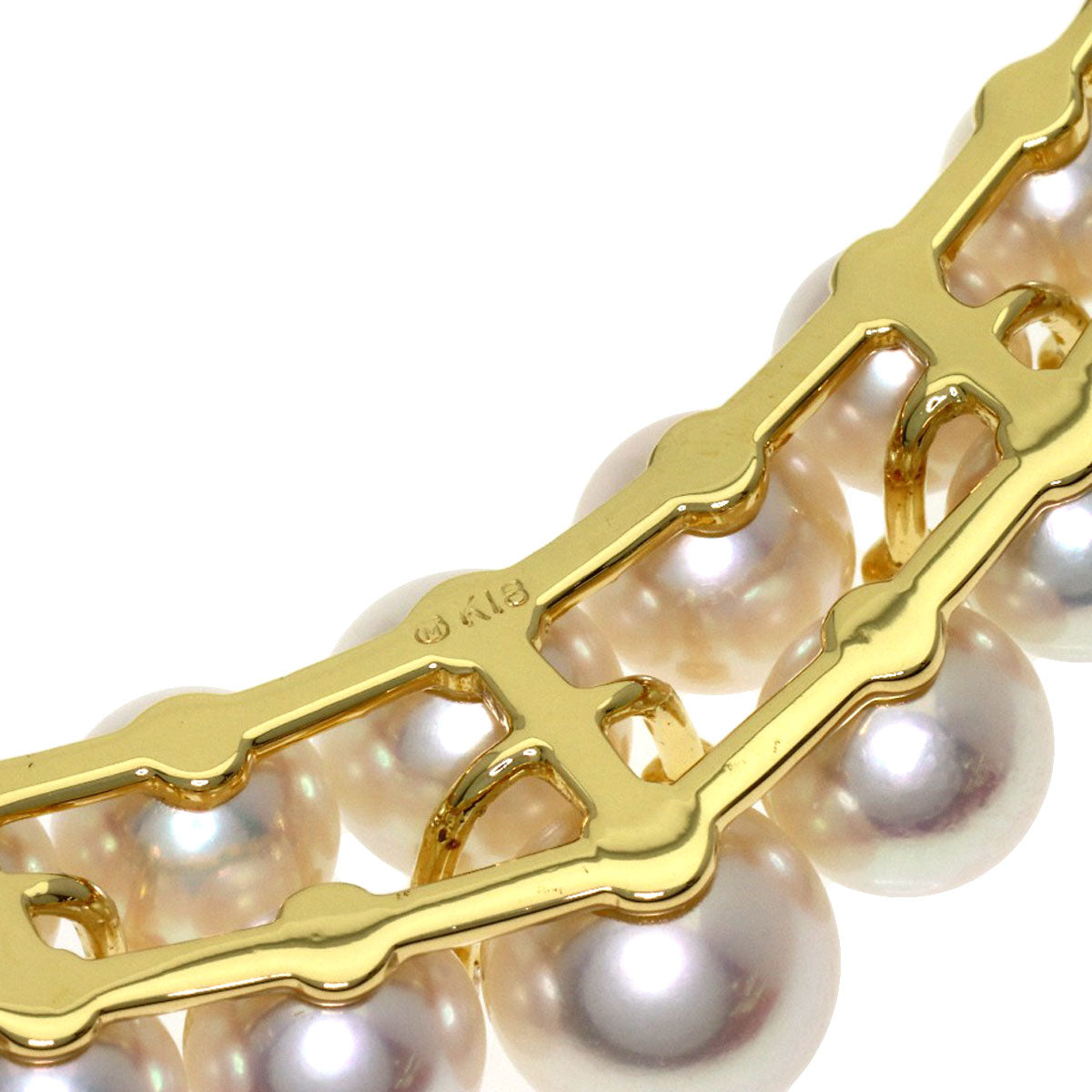 MIKIMOTO Akoya Pearl Pearl Diamond Necklace K18 Yellow Gold Ladies [Used]